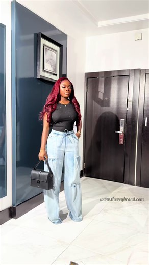 Drape Jeans—30,000 Stretchy, true to size, model is a size 10 and wore size 10 Length—46inches Shop new arrivals on WhatsApp 08108837684 or website links on bio or walk into the store to shop at Second floor, Sunmart mall, Meadow hall way, Lekki.