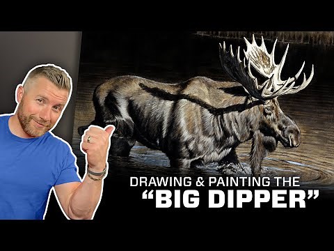 Drawing and Painting a Moose with Charcoal and Acrylic on Canvas