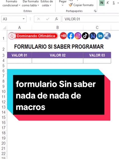 Usar un formulario sin saber programar #dominandoofimatica #excel