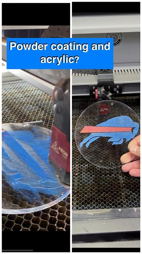 Making this @buffalobills logo was a lot of fun with powder coating on acrylic. I can see all sorts of possibilities with this technique and my @aeonlaser.us - I am not a fan of painting, but this worked out really well and I’m thinking of so many ways to use it! Thanks for the idea @unchartedcustoms What would you make like this? #aeon #workshop #laserengraved #billsmafia #acrylic #makersgonnamake #makers #woodworkerlife #powdercoating | Newman Specials Custom Woodworking