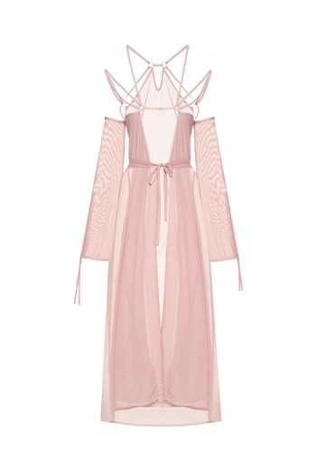 Maxi Pink Sheer Mesh Robe Long - See Thru Lingerie Chiffon Gown - Etsy