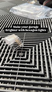 Get yourself some hexagon lights for your garage and maybe a floor as well 👀 Easy to fit and install - - - - - - #garage #garagestyle #garageflooring #hexagonlight #hexagonlighting #hexagonlights #ledlights #garagemakeover #mancave #mancaveideas | Garage Style Ltd