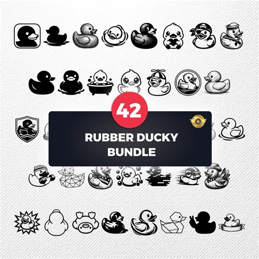 Rubber Ducky SVG Bundle | 42 Vector Clipart | Black White Silhouette | PNG PDF Eps Dxf | Commercial Use | Print on Demand Graphics - Etsy