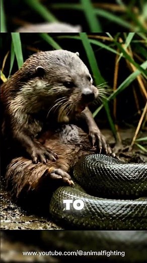Python vs Otter – Intense River Fight!#Snake #Python #Otter #WildlifeBattle#shorts #ai