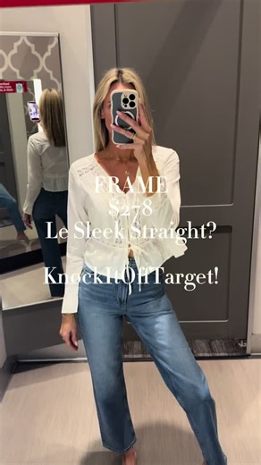 FRAME for $38? Nope, these are Targets high waisted, straight leg denim that will have you thinking they’re designer jeans. @target @Target Life & Style #targetstyle #targetdupe #highwaistedjean #straightlegdenim #knockitofftarget