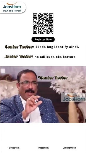 "Senior Tester vs Junior Tester 😆#jobshorn #allusajobsandrecruiters #memes #corporatelife #tester