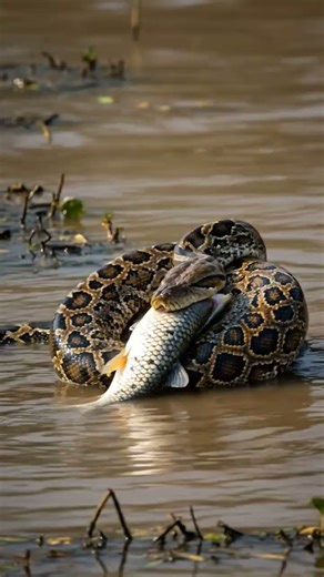 python underwater attacking a large fish #shortsvideo #viralshort