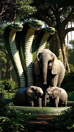Three-headed snake attacks elephant #lifeisbutadream #funnypets #cute #whowillbemylifepartnerta