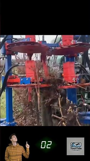 Precision Tree Cutting Machine with Dual Blades in Action! 🌳✂️ #treecutting #heavymachinery #shorts