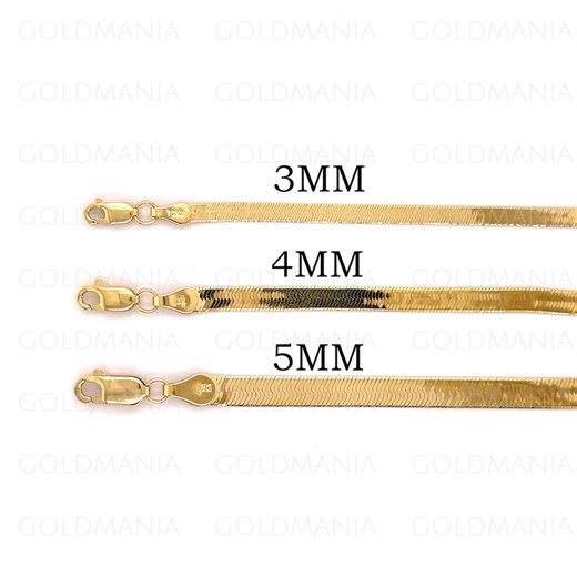10K Solid Yellow Gold Herringbone Chain Necklace: 3mm, 4mm, 5mm (16-24") - Etsy