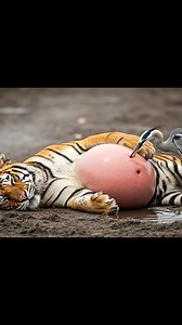 Unbelievable Scene: Bird Helps Exhausted Tiger in the Mud! | Rainbow after the storm