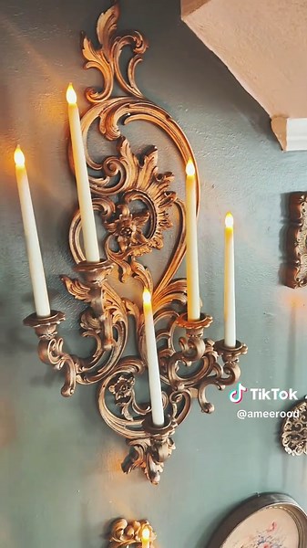 #vintagehomedecor #antiquehome #golddecor #candle #candleholder #syroco #pinterestaesthetic #vintagesconces #sconce #gallerywall #gallerywall #staircasedecor #antique #funny