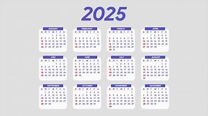 Animated video 2025 Calendar Concept. Full length animation illustration. High quality 4k footage.