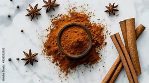 Cinnamon Sticks and Ground Cinnamon with Star Anise: A Spicy Aromatic Blend