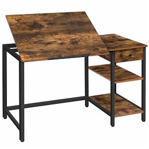 [Hot Item] Computer Desk Tilting Drafting Drawing Table Writing Table with Drawer and 2 Shelves