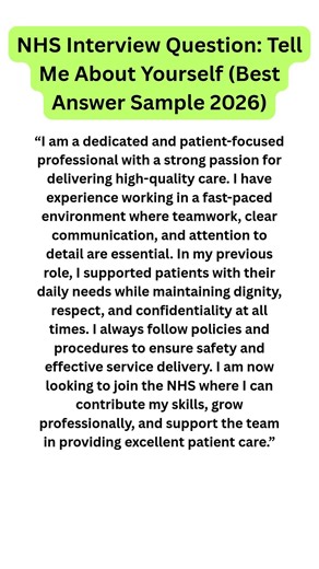 NHS Interview Question: Tell Me About Yourself (Best Answer Sample 2026)