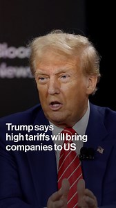55K views · 995 reactions | Former US President and Republican presidential nominee Donald Trump says strong tariffs will incentivize companies to build in the US. Bloomberg News Editor-in-Chief John Micklethwait spoke to Trump at an event with the Economic Club of Chicago. https://trib.al/d6D8psl | Bloomberg | Facebook
