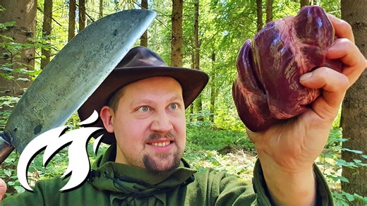 Cooking Venison Deer Heart in the Forest – ASMR Fire Cooking