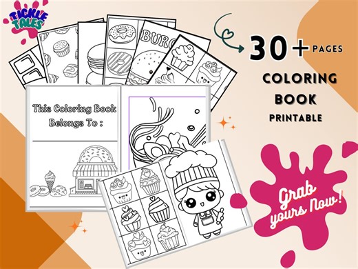 Tickletales | Colorbites – 30+ Page Food-themed Coloring Book for Kids & Adults - Etsy