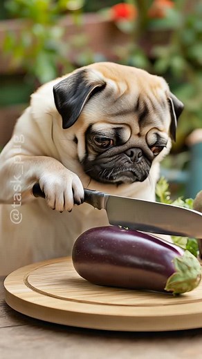 Task Pug | The ingredients are tofu, eggplant, and ground meat! #pug #cute #fyp #carlino #taskpug #パグ | Instagram