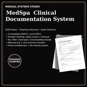 Medspa Clinical Documentation System | SOAP Note & Treatment Record Templates | Botox Filler Laser Charting | Word PDF Excel - Etsy UK