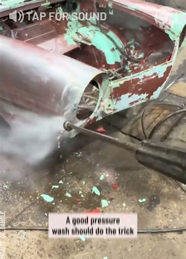 Pressure washing a 1967 Amphicar to remove paint