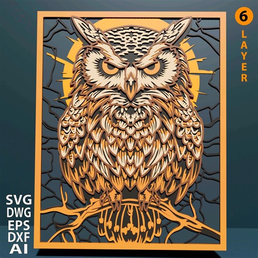 Owl Multilayer SVG. Laser Cut File. Layer Construction. Plywood Cutting. CNC. Mandala Plywood - Etsy