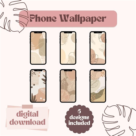 Boho Phone Wallpaper Set, Neutral (digital Download) - Etsy