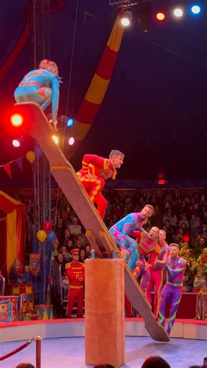 The human seesaw launched him to the sky. 😱 Higher than you expect!