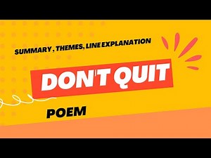 Don't Quit line explanation and Themes || 1st year English New Book Sindh Board