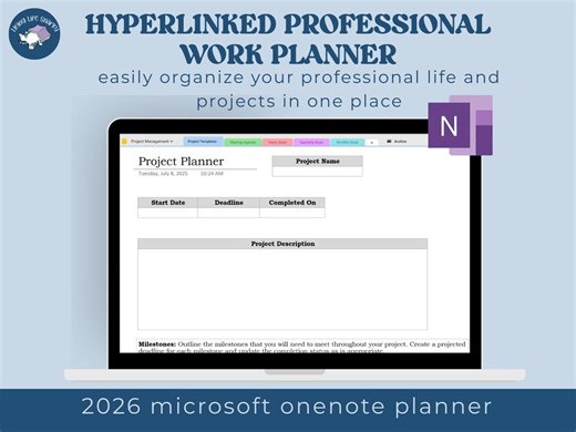 Hyperlinked Planner | One Note Template for Work | Onenote Template Work | Project Management | Weekly Planner 2026 | Eisenhower Matrix - Etsy