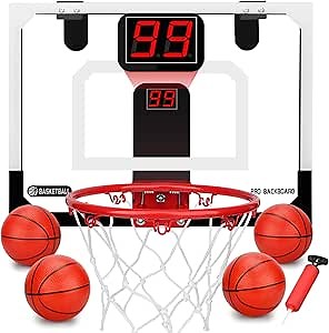 Mini Indoor Basketball Hoop for Kids 5 6 7 8 9 10+Years Old Boys,Automatic Scoring Basketball Hoop Over The Door Mini Hoop with Electronic Scoreboard & 3 Balls,Sport Toys for Gift for Boys Age 5-10
