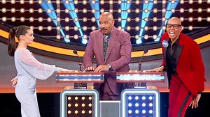 Being too early on the buzzer doesn't faze #RuPaul... Instead he improvises his own crazy question and nails the #1 answer! 🤣🤣🤣 #CelebrityFamilyFeud #FamilyFeud #SteveHarvey | Family Feud