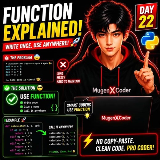 Python Functions Explained (Hindi) | Code Reusability ⚡ | Day 22