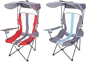 Amazon.com: Kelsyus Premium Portable Camping Folding Outdoor Lawn Chair w/ 50+ UPF Canopy, Cup Holder, & Carry Strap, for Sports, Beach, Lake, Blue/Black (2 Pack) : Sports & Outdoors