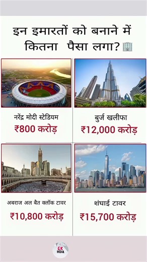 दुनिया की बड़ी इमारतें बनाने का खर्च #expensive #bhurjkhalifa #shanghai #narendramodistadium