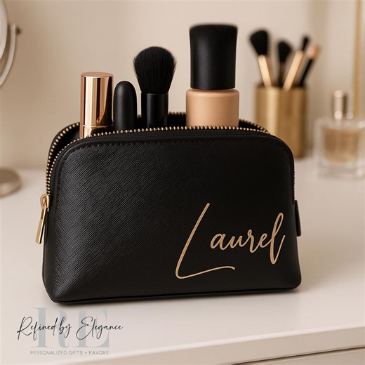 Bridesmaid Makeup Bag, Custom Cosmetic Pouch, Personalized Gift, Travel Toiletry Bag, Wedding Favor - Etsy