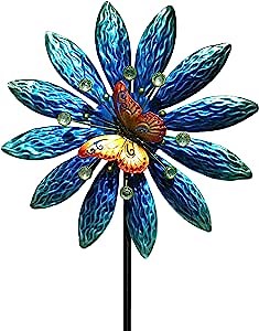 Butterfly Wind Spinner for Indoor & Outdoor Decoration- Metal Kinetic 3D Multi-Butterfly Hanging Art- Colorful Whirling Wind Catcher- Garden, Yard, Patio & Balcony Ornament