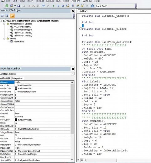 29Die Abmessungen von ListBox1 werden ständig überprüft Excel VBA