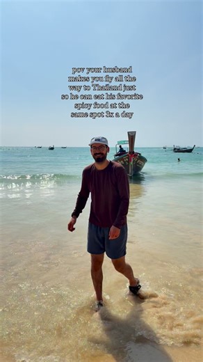 Gavin Greenberg & Jess Pink | A travel community on Instagram: "And I have absolutely no regrets eating nothing but the spiciest Thai food for a whole week 🌶️🇹🇭 (and who could regret this beach + mountain scenery??) #aonangbeach #railaybeach #thaïfood #anthonybourdain"