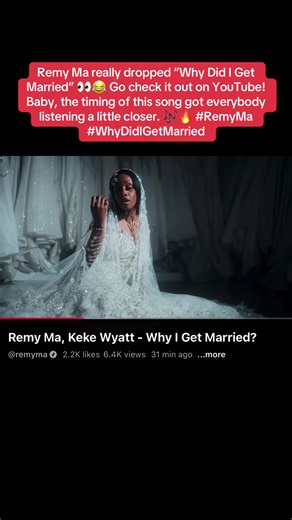 Remy Ma really dropped “Why Did I Get Married” 👀😂 Go check it out on YouTube! Baby, the timing of this song got everybody listening a little closer. 🎶🔥 #RemyMa #WhyDidIGetMarried #FreeRemy #claressa #papoose