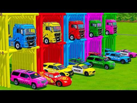 TRANSPORTING ALL POLICE CARS and AMBULANCE EMERGENCY VEHICLES WITH MERCEDES POLICE TRUCKS ! FS22 #42