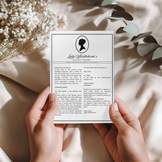Lady Whistledown Society Papers Invitation | Regency Newspaper Style (digital Download) - Etsy Canada