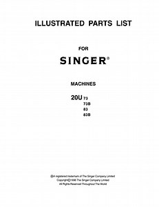 Singer 20U83B 20U83 20U73 20U73B Illustrated Parts List Manual Industrial Zigzag Sewing Machine PDF English - Etsy