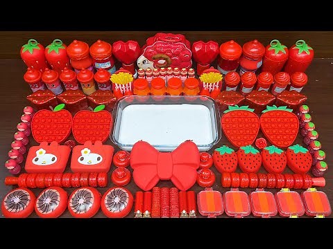 RED SLIME!! Mixing Random into GLOSSY Slime! Satisfying Slime Video