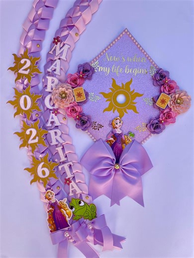 Purple Princess Graduation Bundle Grad Cap and Grad Lei Class of 2026 Girly Viral Grad Cap Pink Grad Leis Graduation Gift Senior Floral Cap - Etsy