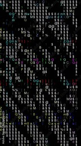 abstract background with dynamic symbols, ASCII animation, matrix screen, seamless vertical VJ loop