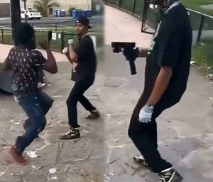 Scared To Catch That Azz Whoopin: Crip Gang Member Pulls Out Strap On His Opp In The Middle Of Shooting A Fair Fade!