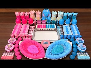 Slime Mixing Random: Pink vs Blue Stitch | Glossy ASMR Sound