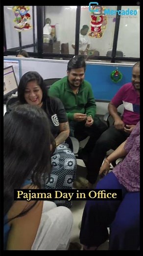 Proof that comfort + teamwork = a great workday. Pajama Day done right